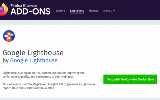 Google выпустил расширение Lighthouse для Firefox